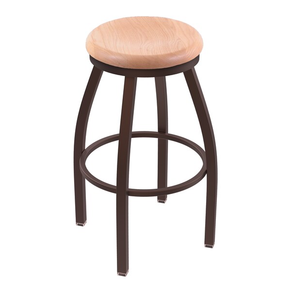 25" Swivel Counter Stool, Bronze Finish, Nat Oak Seat